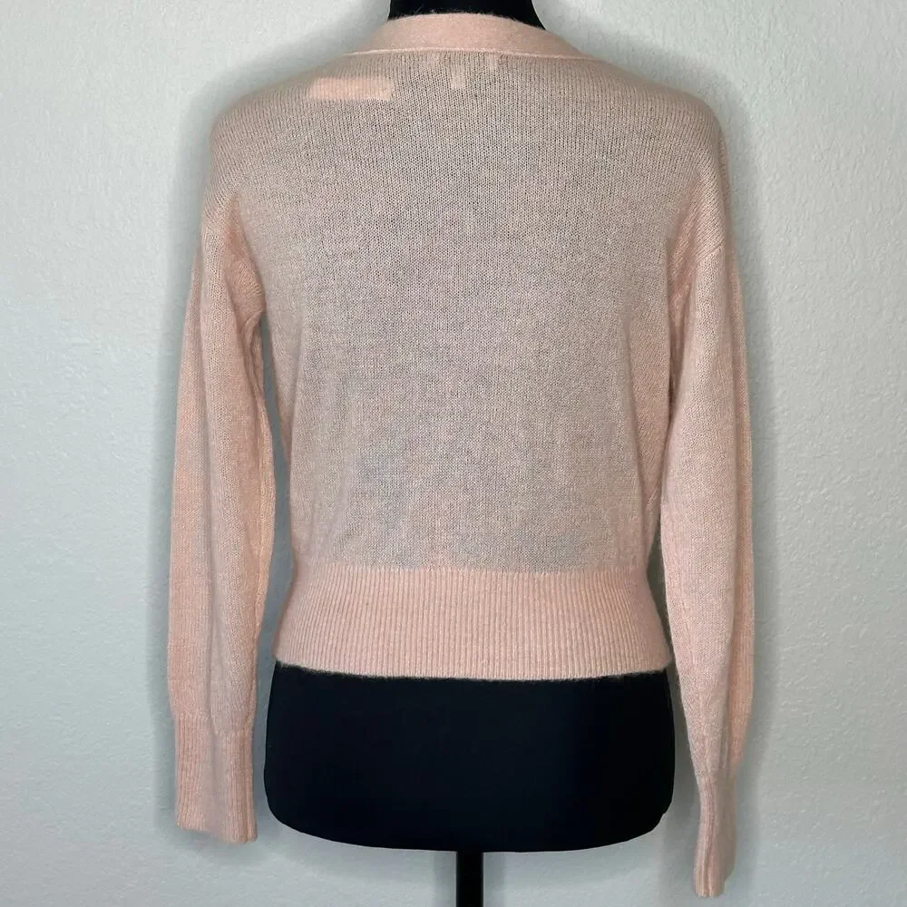 Madewell Alpaca V-Neck Cropped Cardigan Heather Pale Blush NU530 Size Small New